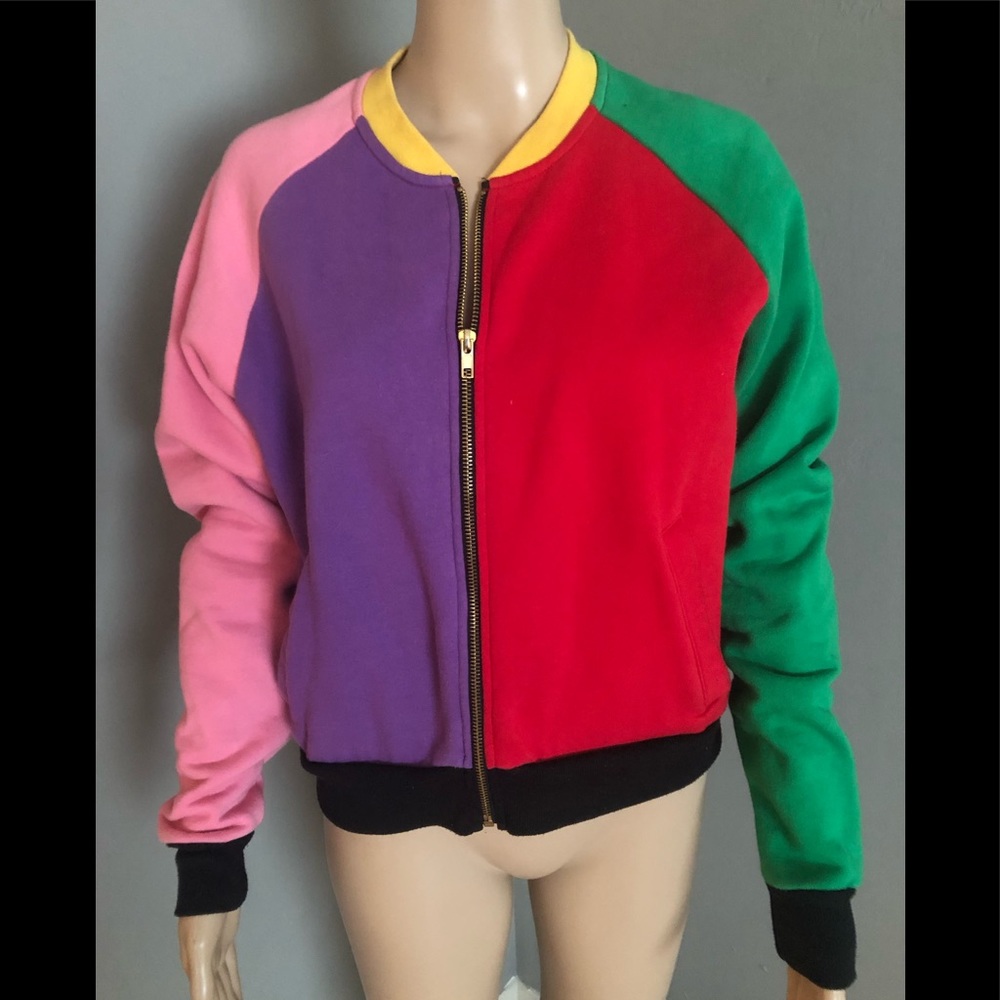 Rare Lazy Oaf multi color bomber jacket M/L